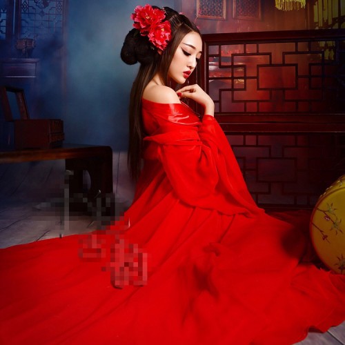 Chinese folk dance costumes Hanfu Female drama photos studio cosplay robes Fairy Costume Outfit Hanfu Ethnic Costumes Wind